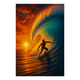 Epic Sunset Wave Surfer – Ocean Art Poster