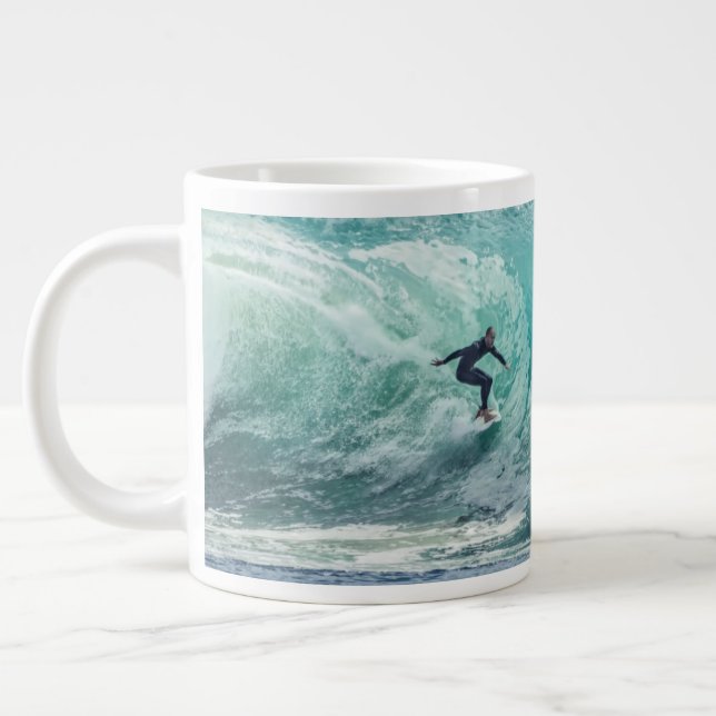 Epic Surfing Wave Large Coffee Mug (Left)