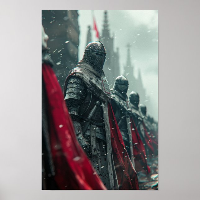 Epic Templar Knights - Hyper-realistic Poster (Front)