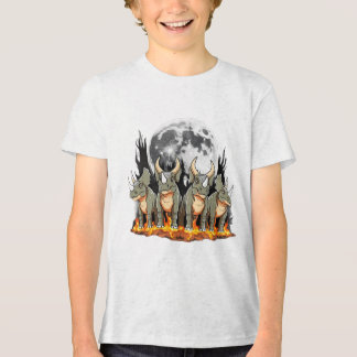 Epic Triceratops Dinosaur – Fiery Moonlight Prehis Tri-Blend Shirt