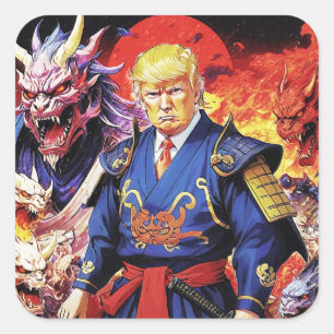 Epic Trump Samurai Anime Square Sticker
