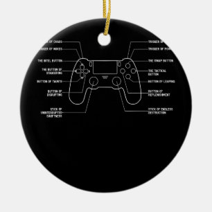 Epic Video Game Controller Settings Funny Gaming Ceramic Tree Decoration