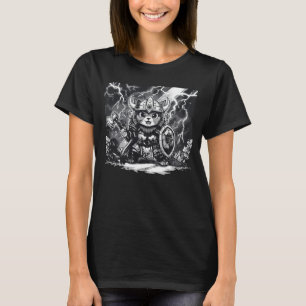Epic Viking Cat Warrior with Axe & Shield T-Shirt