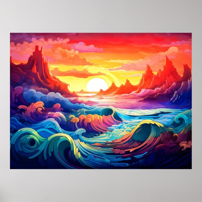 Epic Waves sunset ocean 5 Poster (Front)