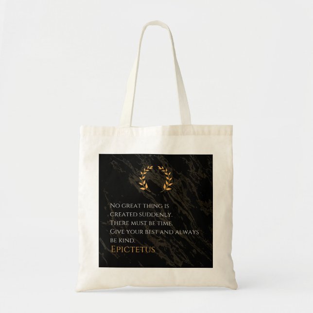 Epictetus's Recipe for Greatness Tote Bag (Front)