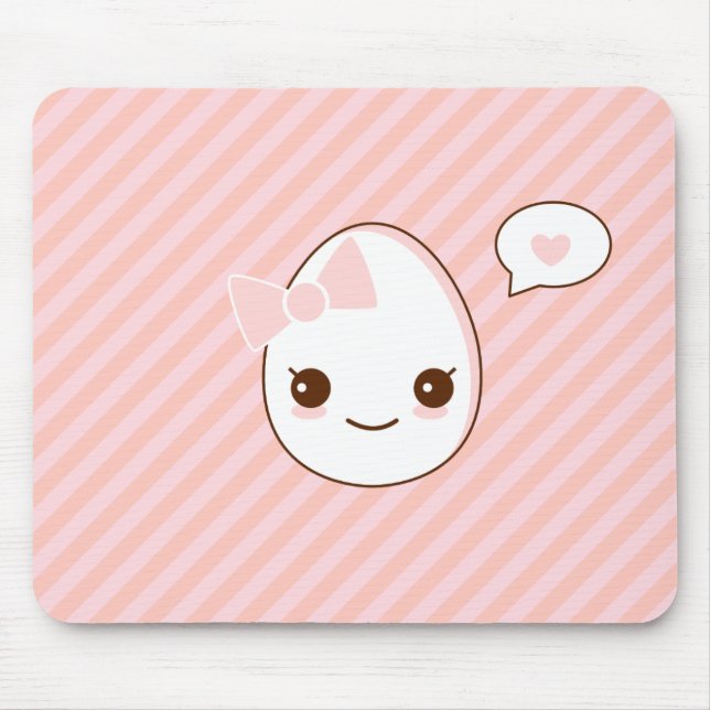 epicute girly egg pink stripes pattern mouse mat (Front)