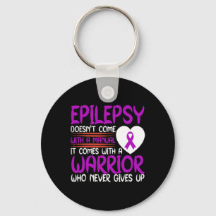Epilepsy A Warrior Who Never Gives Up Purple Ribbo Key Ring