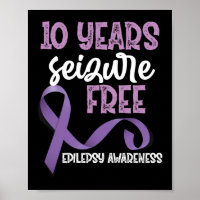 Epilepsy Awareness 10 Years Seizure Free Ribbon
