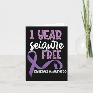Epilepsy Awareness 1 Year Seizure Free Ribbon  Card