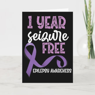 Epilepsy Awareness 1 Year Seizure Free Ribbon  Card