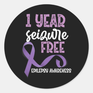 Epilepsy Awareness 1 Year Seizure Free Ribbon Classic Round Sticker