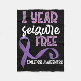 Epilepsy Awareness 1 Year Seizure Free Ribbon  Fleece Blanket