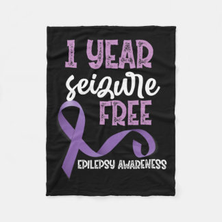 Epilepsy Awareness 1 Year Seizure Free Ribbon  Fleece Blanket