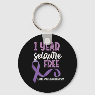 Epilepsy Awareness 1 Year Seizure Free Ribbon  Key Ring