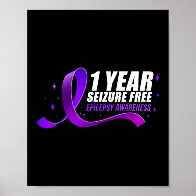 Epilepsy Awareness 1 Year Seizure Free Ribbon Poster (Front)