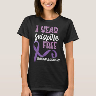 Epilepsy Awareness 1 Year Seizure Free Ribbon  T-Shirt