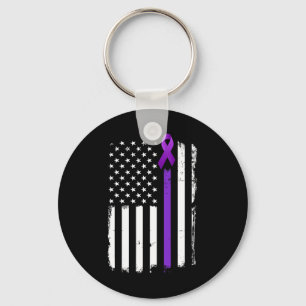 Epilepsy Awareness American Flag Purple Day Ribbon Key Ring