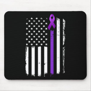 Epilepsy Awareness American Flag Purple Day Ribbon Mouse Mat