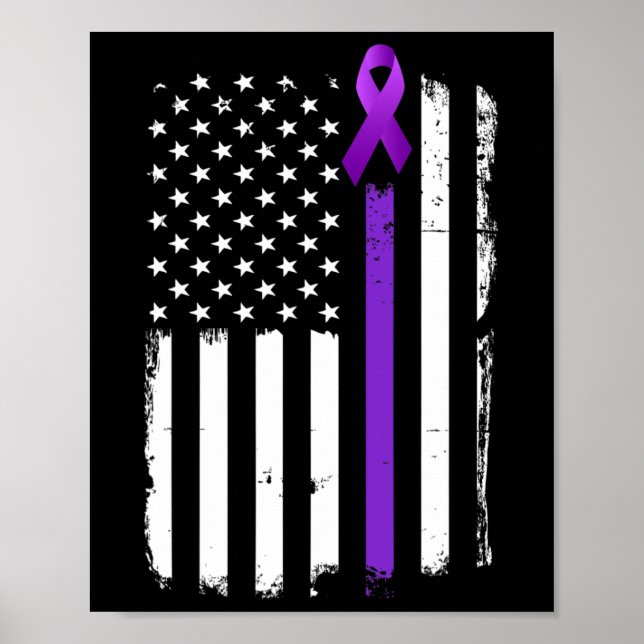 Epilepsy Awareness American Flag Purple Day Ribbon Poster (Front)