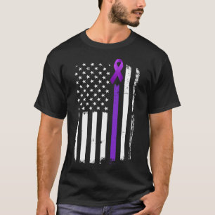 Epilepsy Awareness American Flag Purple Day Ribbon T-Shirt