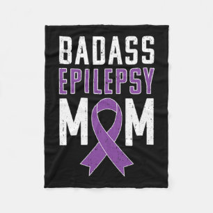 Epilepsy Awareness Bad Epilepsy Mum Purple Ribbon Fleece Blanket