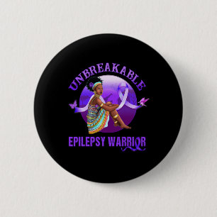 Epilepsy Awareness Black Women Unbreakable Warrio 6 Cm Round Badge