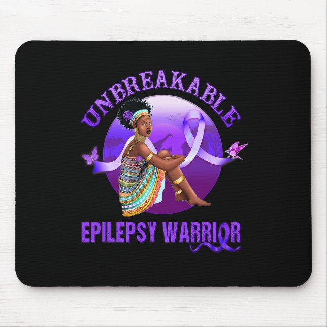 Epilepsy Awareness  Black Women Unbreakable Warrio Mouse Mat (Front)