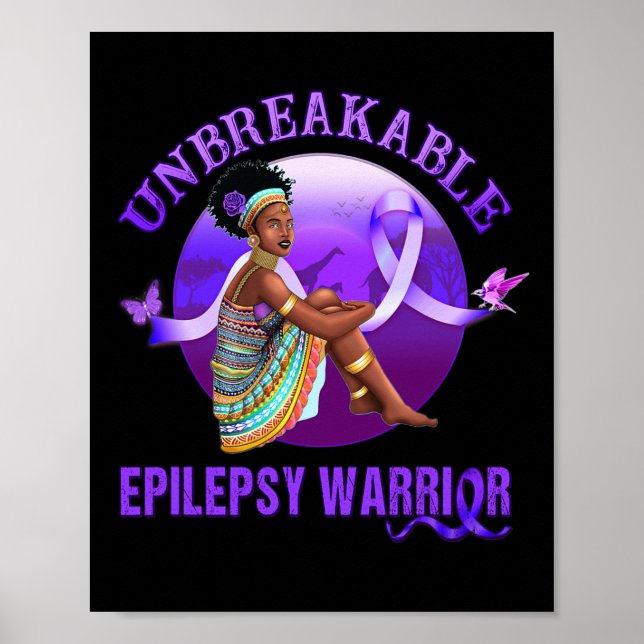 Epilepsy Awareness  Black Women Unbreakable Warrio Poster (Front)