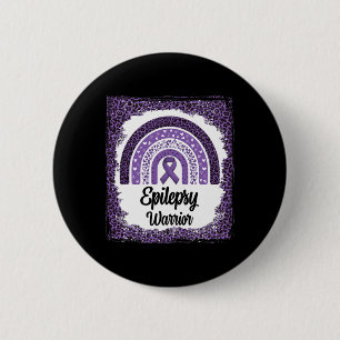 Epilepsy Awareness Bleached Rainbow Leopard Purple 6 Cm Round Badge