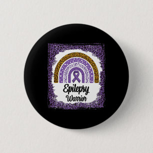Epilepsy Awareness Bleached Rainbow Leopard Purple 6 Cm Round Badge