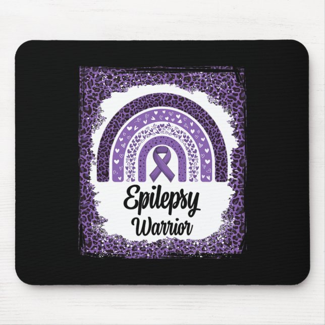Epilepsy Awareness Bleached Rainbow Leopard Purple Mouse Mat (Front)