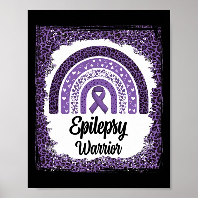 Epilepsy Awareness Bleached Rainbow Leopard Purple Poster (Front)