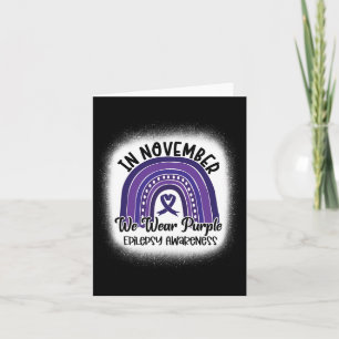 Epilepsy Awareness Bleached Rainbow Purple Ribbon Card