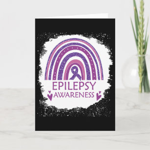Epilepsy Awareness Bleached Rainbow Purple Ribbon Card