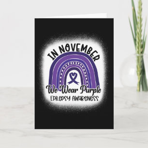 Epilepsy Awareness Bleached Rainbow Purple Ribbon Card