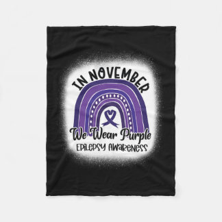 Epilepsy Awareness Bleached Rainbow Purple Ribbon Fleece Blanket