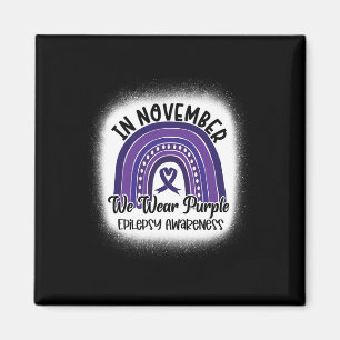 Epilepsy Awareness Bleached Rainbow Purple Ribbon Magnet