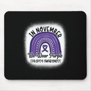 Epilepsy Awareness Bleached Rainbow Purple Ribbon  Mouse Mat