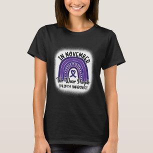 Epilepsy Awareness Bleached Rainbow Purple Ribbon T-Shirt