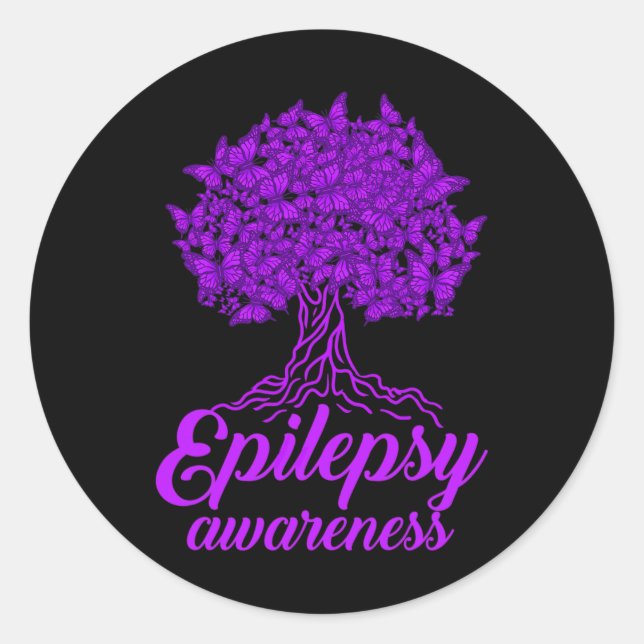 Epilepsy Awareness Butterfly  Classic Round Sticker (Front)