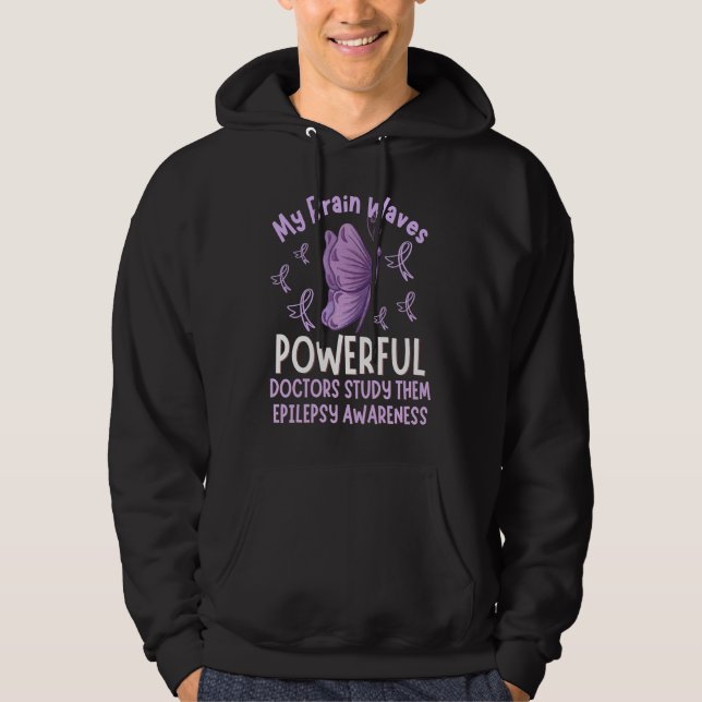 Epilepsy Awareness Butterfly Purple Ribbon Epileps Hoodie (Front)
