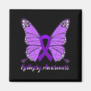 Epilepsy Awareness Butterfly Purple Ribbon Epileps Magnet