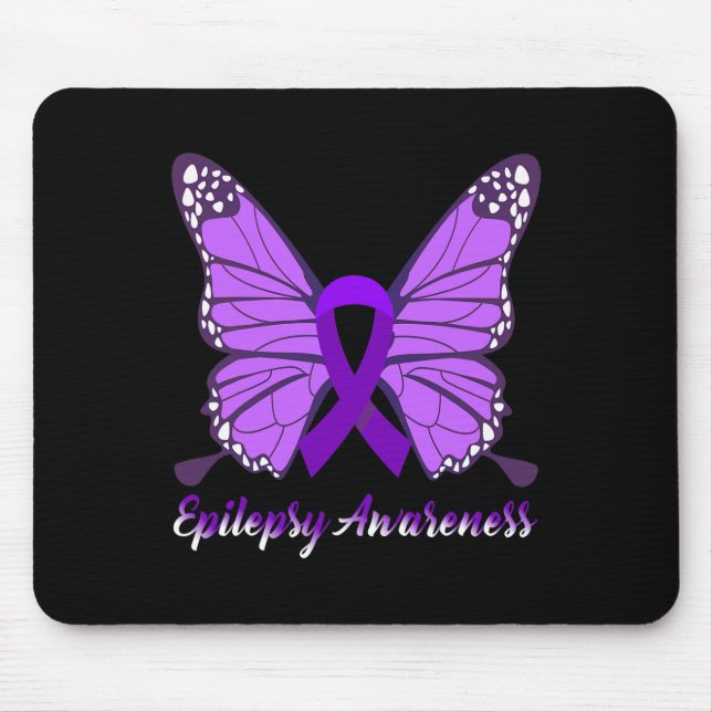 Epilepsy Awareness Butterfly Purple Ribbon Epileps Mouse Mat (Front)