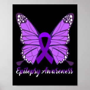 Epilepsy Awareness Butterfly Purple Ribbon Epileps Poster
