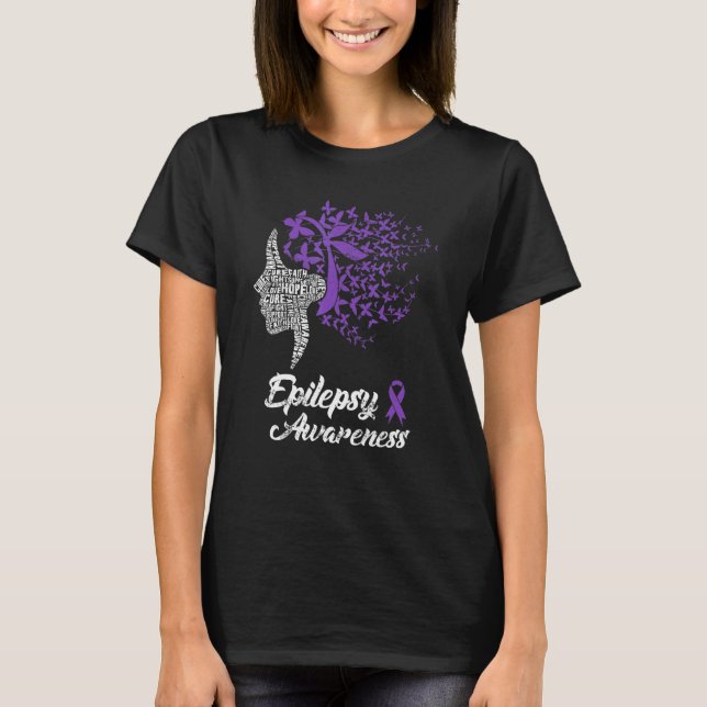 Epilepsy Awareness Butterfly Purple Ribbon Women T-Shirt (Front)