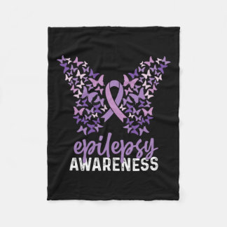 Epilepsy Awareness Butterfly Ribbon 1  Fleece Blanket