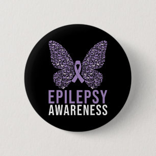 Epilepsy Awareness Butterfly Ribbon 6 Cm Round Badge
