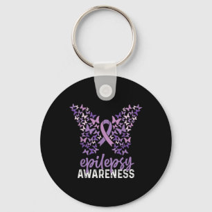 Epilepsy Awareness Butterfly Ribbon Key Ring