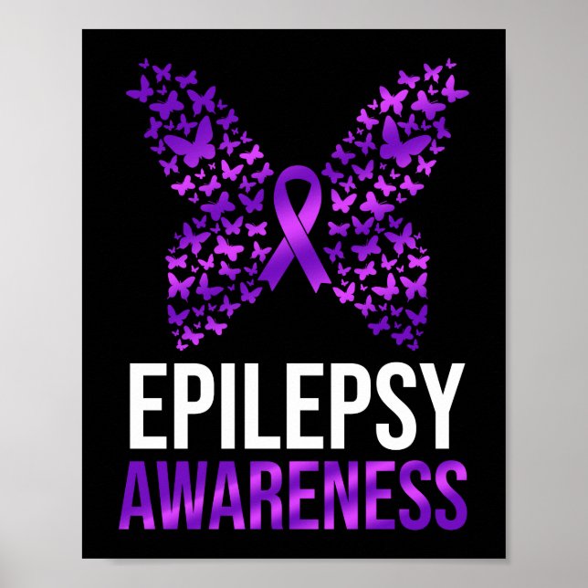 Epilepsy Awareness Butterfly Ribbon Poster (Front)
