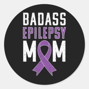 Epilepsy Awareness Byd Epilepsy Mum Purple Ribbon  Classic Round Sticker